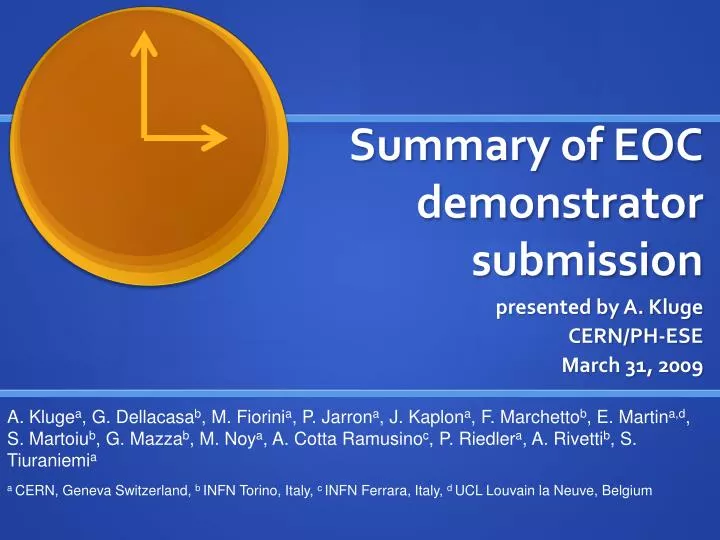 summary of eoc demonstrator submission