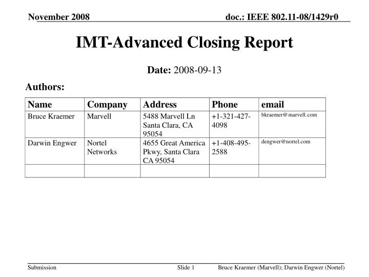 imt advanced closing report