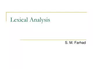 Lexical Analysis