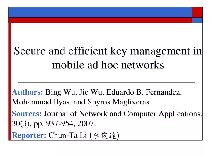 secure and efficient key management in mobile ad hoc networks