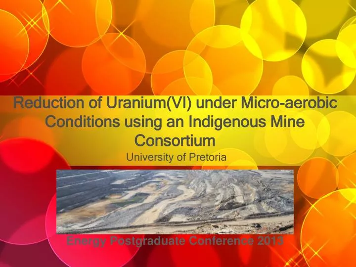 reduction of uranium vi under micro aerobic conditions using an indigenous mine consortium