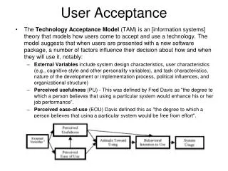 User Acceptance