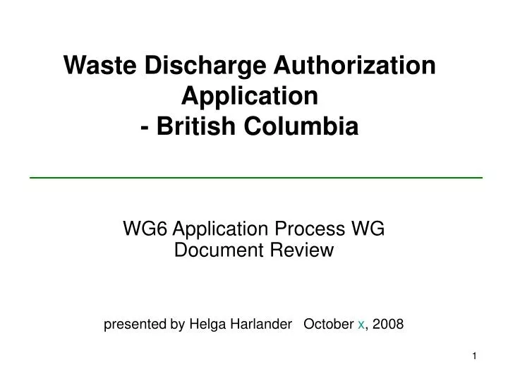 waste discharge authorization application british columbia