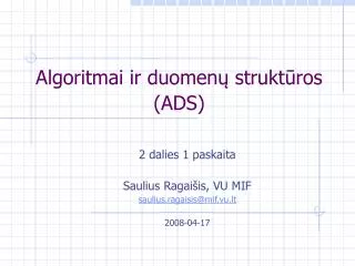 algoritmai ir duomen strukt ros ad s