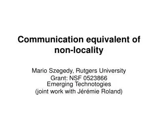 Communication equivalent of non-locality