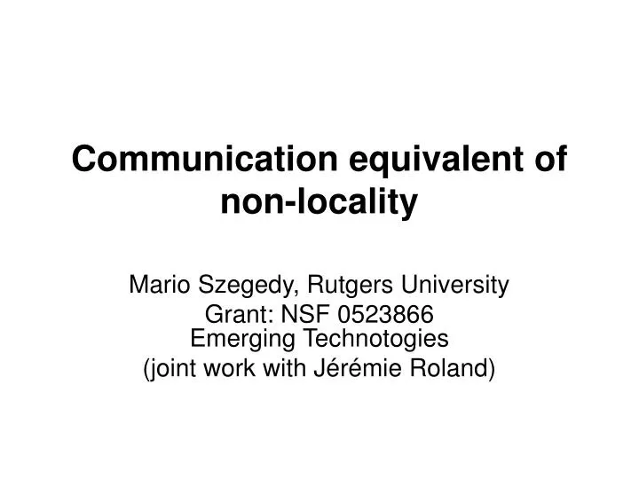 communication equivalent of non locality