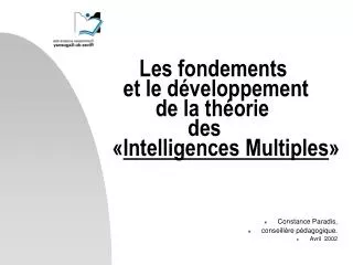 les fondements et le d veloppement de la th orie des intelligences multiples