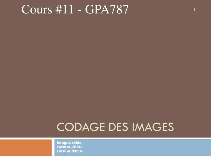 codage des images