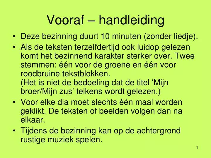 vooraf handleiding