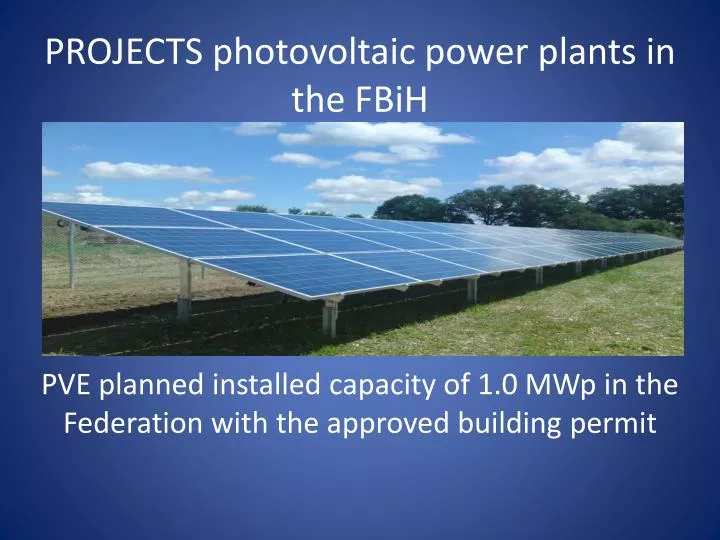 projects photovoltaic power plants in the fbih