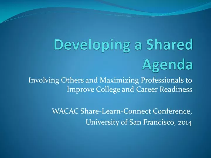 developing a shared agenda