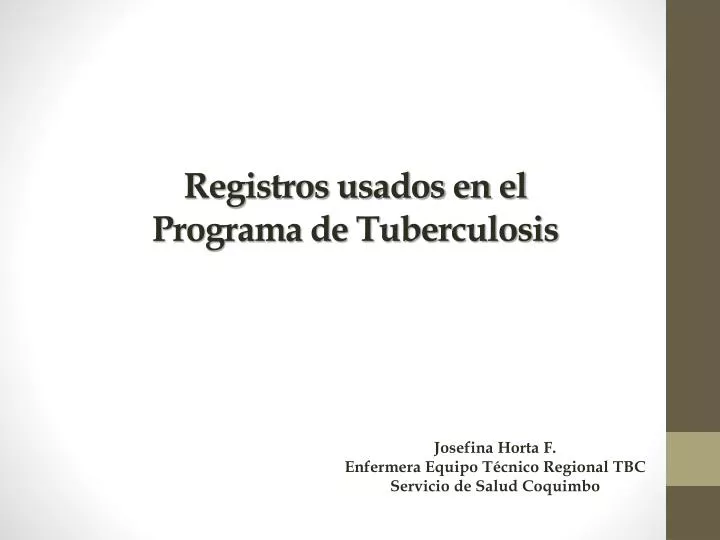 registros usados en el programa de tuberculosis