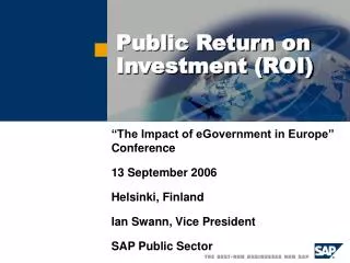 Public Return on Investment (ROI)