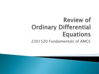 review of ordinary differential equations