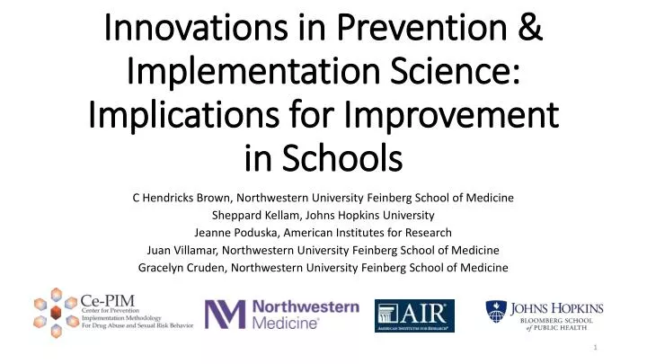 innovations in prevention implementation science implications for improvement in schools