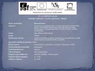 VY_32_INOVACE_04_06 Základní vzdělávání – Člověk a společnost – Dějepis