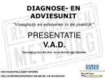 DIAGNOSE- EN ADVIESUNIT “Vroeghulp en adviseren in de praktijk” - slide 1