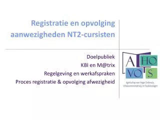 registratie en opvolging aanwezigheden nt2 cursisten