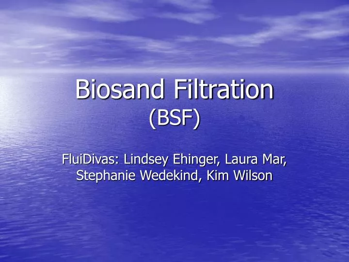 biosand filtration bsf