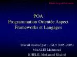 POA Programmation Orientée Aspect Frameworks et Langages - slide 1