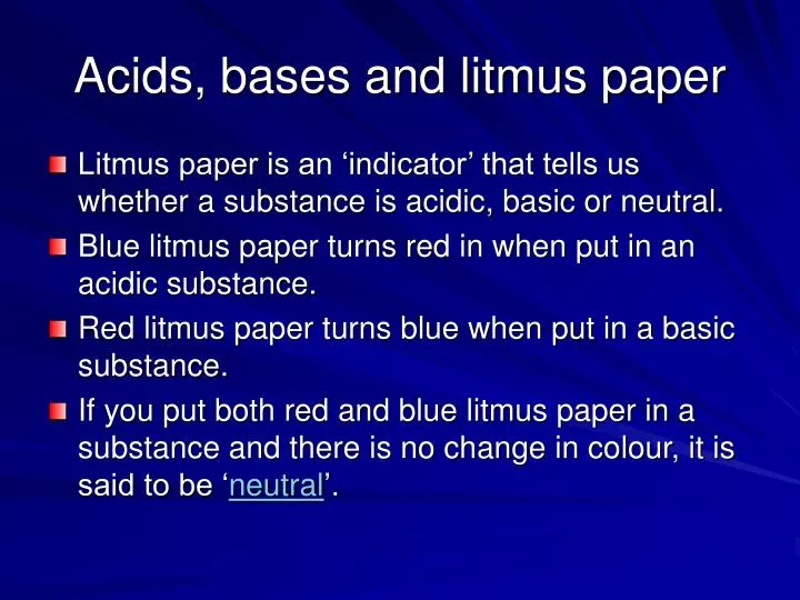 acids bases and litmus paper