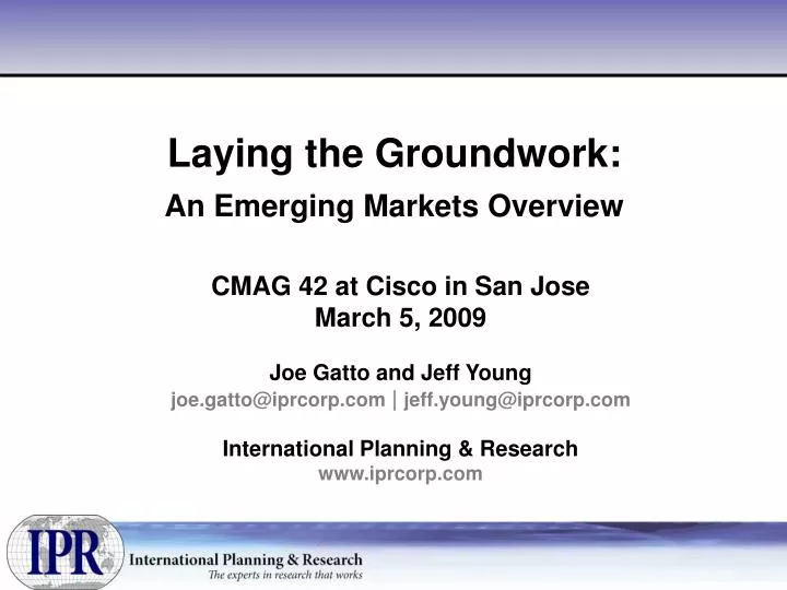 laying the groundwork an emerging markets overview