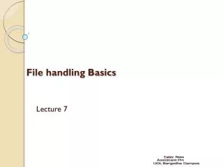 File handling Basics