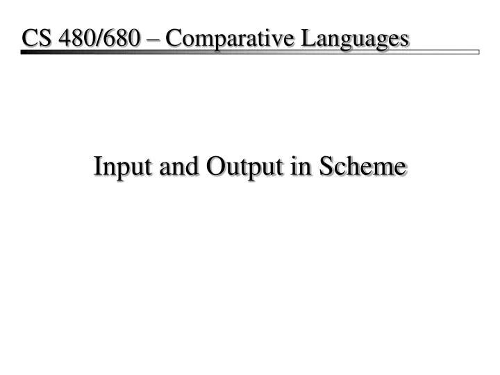 input and output in scheme