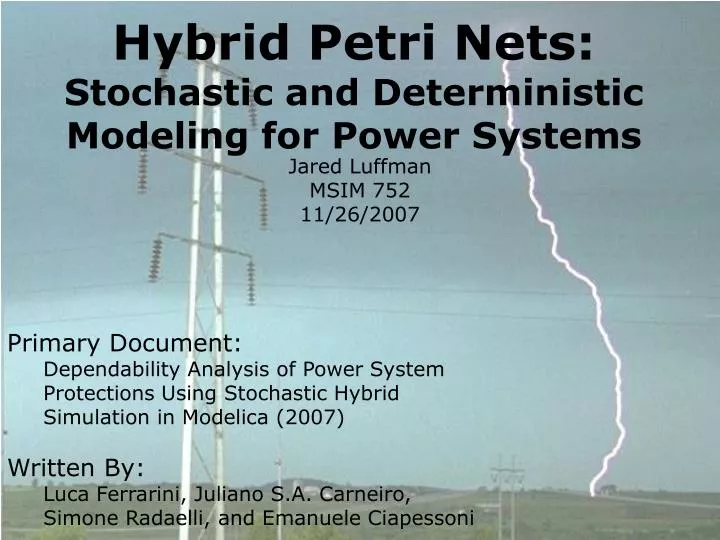 hybrid petri nets stochastic and deterministic modeling for power systems