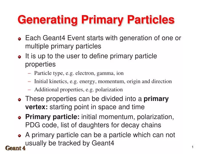 generating primary particles