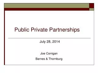 Public P rivate Partnerships