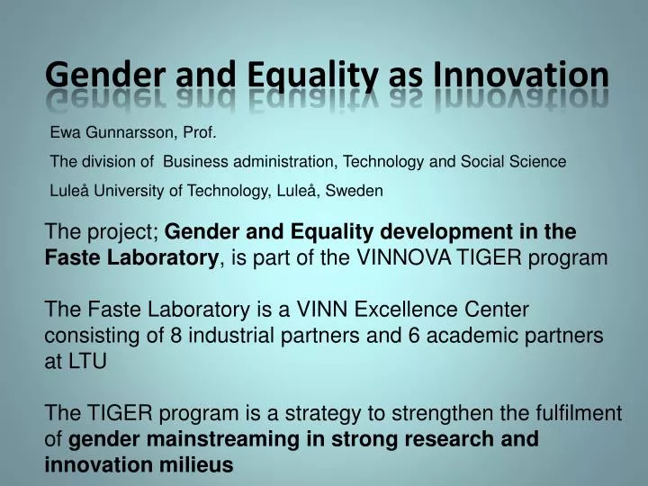 gender and equality as innovation