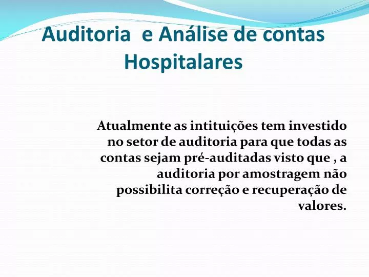 auditoria e an lise de contas hospitalares