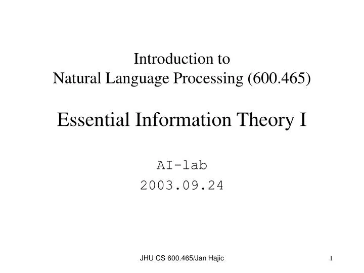introduction to natural language processing 600 465 essential information theory i