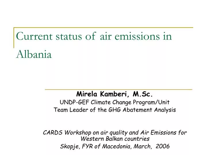 current status of air emissions in albania
