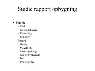 studie rapport opbygning