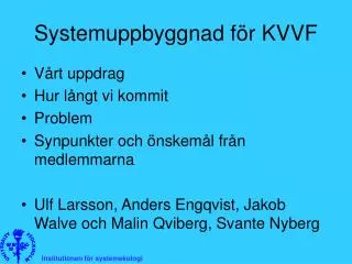 systemuppbyggnad f r kvvf