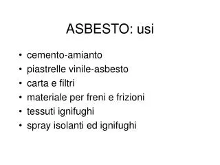 asbesto usi