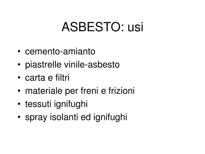 asbesto usi