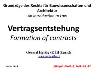 vertragsentstehung formation of contracts