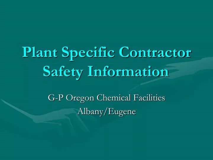 plant specific contractor safety information