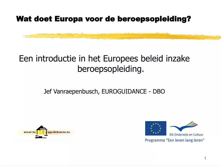 wat doet europa voor de beroepsopleiding