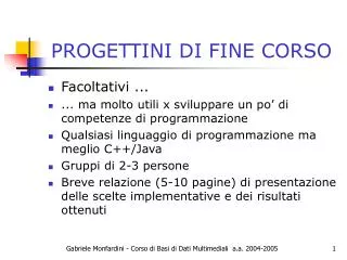 progettini di fine corso