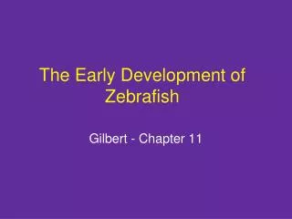 The Early Development of Zebrafish