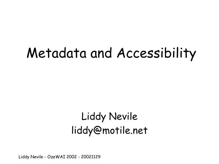 metadata and accessibility