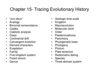 Chapter 15- Tracing Evolutionary History