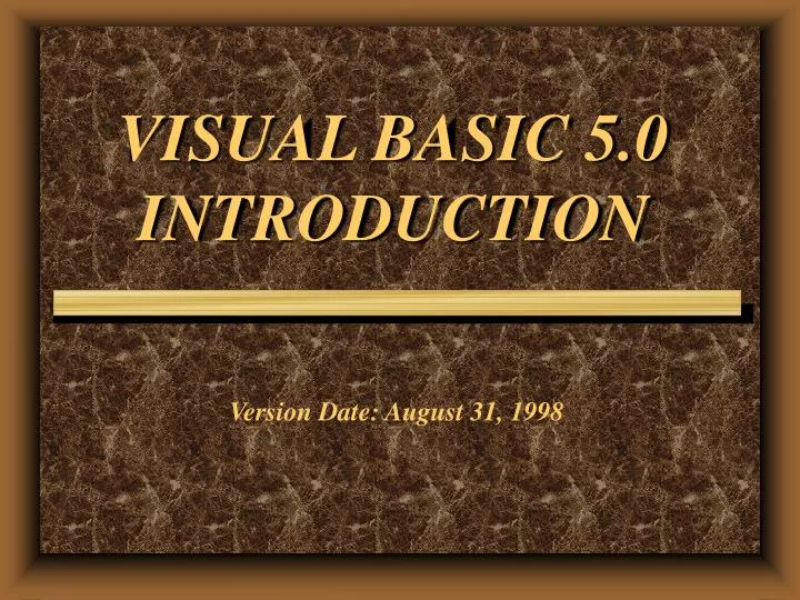 visual basic 5 0 introduction