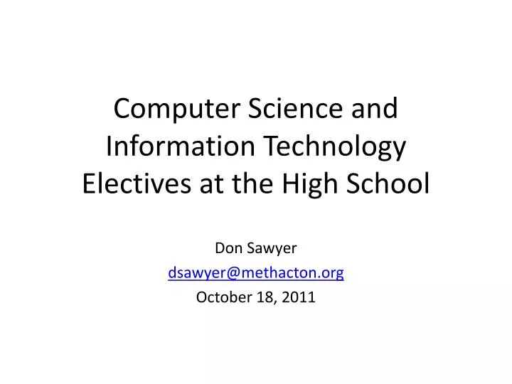 computer science and information technology electives at the high school