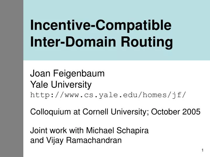 incentive compatible inter domain routing