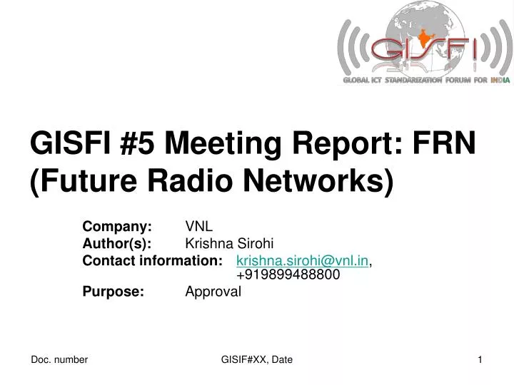 gisfi 5 meeting report frn future radio networks
